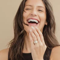 Diamond Blossom (H-I / I1) Womens 2 CT. T.W. Lab Grown White 10K Gold Side Stone Cocktail Ring