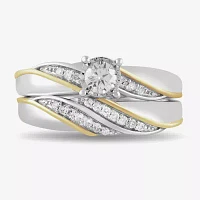 Womens 1/2 CT. T.W. Lab Grown White Diamond 14K Gold Over Silver Side Stone Bridal Set