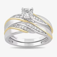 Womens 1/2 CT. T.W. Lab Grown White Diamond 14K Gold Over Silver Side Stone Bridal Set