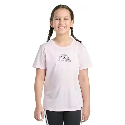 adidas Big Girls Embroidered Crew Neck Short Sleeve Graphic T-Shirt