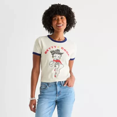 New World Juniors Womens Crew Neck Short Sleeve Betty Boop Graphic T-Shirt