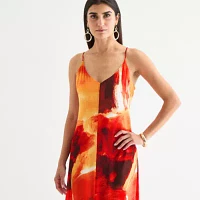Worthington Womens Sleeveless Abstract Sundress