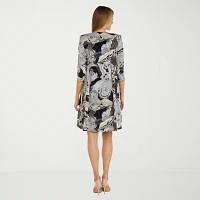 R & M Richards Womens Paisley Jacket Dress With Removable Necklace
