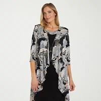 R & M Richards Womens Paisley Jacket Dress With Removable Necklace