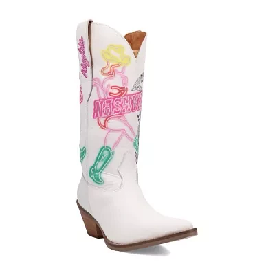 Dingo Womens Nashville Nights Leather Stacked Heel Cowboy Boots