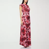 Premier Amour One Shoulder Womens Short Sleeve Floral Maxi Dress