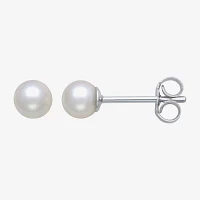 White Cultured Freshwater Pearl Sterling Silver 4mm Ball Stud Earrings