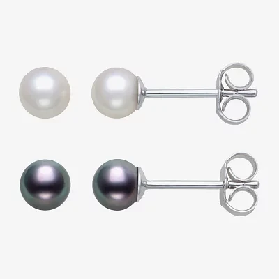 White Cultured Freshwater Pearl Sterling Silver 4mm Ball Stud Earrings