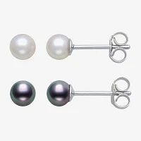 White Cultured Freshwater Pearl Sterling Silver 4mm Ball Stud Earrings