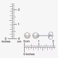 White Cultured Freshwater Pearl Sterling Silver 4mm Ball Stud Earrings
