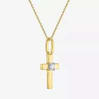 Cross (Gh / Si2 I1) Womens Diamond Accent Lab Grown White Diamond 10K Gold Cross 16 Inch Pendant Necklace