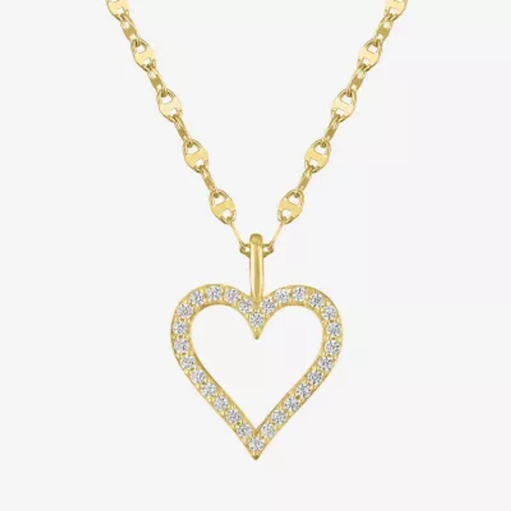 Heart (Gh / Si2 I1) Womens 1/ CT. T.W. Lab Grown White Diamond 10K Gold Heart 16 Inch Pendant Necklace