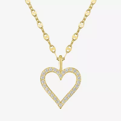 Heart (Gh / Si2 I1) Womens 1/ CT. T.W. Lab Grown White Diamond 10K Gold Heart 16 Inch Pendant Necklace