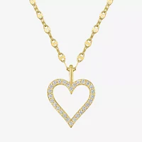 Heart (Gh / Si2 I1) Womens 1/ CT. T.W. Lab Grown White Diamond 10K Gold Heart 16 Inch Pendant Necklace
