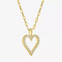 Heart (Gh / Si2 I1) Womens 1/ CT. T.W. Lab Grown White Diamond 10K Gold Heart 16 Inch Pendant Necklace