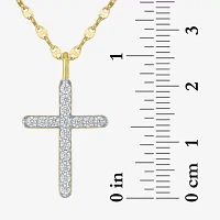 Cross (Gh / Si2 I1) Womens 1/3 CT. T.W. Lab Grown White Diamond 10K Gold Cross 16 Inch Pendant Necklace