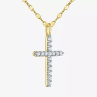 Cross (Gh / Si2 I1) Womens 1/3 CT. T.W. Lab Grown White Diamond 10K Gold Cross 16 Inch Pendant Necklace