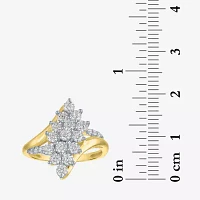 (G-H/Si2-I1) Womens 1 CT. T.W. Lab Grown White Diamond 10K Gold Marquise Cluster Cocktail Ring