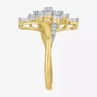 (G-H/Si2-I1) Womens 1 CT. T.W. Lab Grown White Diamond 10K Gold Marquise Cluster Cocktail Ring