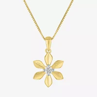 Flower (Gh / Si2 I1) Womens 1/10 CT. T.W. Lab Grown White Diamond 14K Gold Over Silver Flower 18 Inch Pendant Necklace