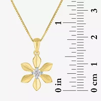 Flower (Gh / Si2 I1) Womens 1/10 CT. T.W. Lab Grown White Diamond 14K Gold Over Silver Flower 18 Inch Pendant Necklace