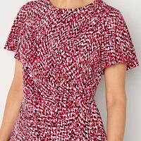 Liz Claiborne Womens Round Neck Short Sleeve Blouse