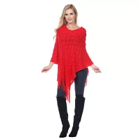 White Mark Frostine Womens Long Sleeve Poncho