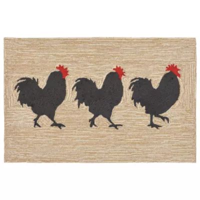 Liora Manne Frontporch Roosters Animal Hand Tufted Indoor Outdoor Rectangular Accent Rug