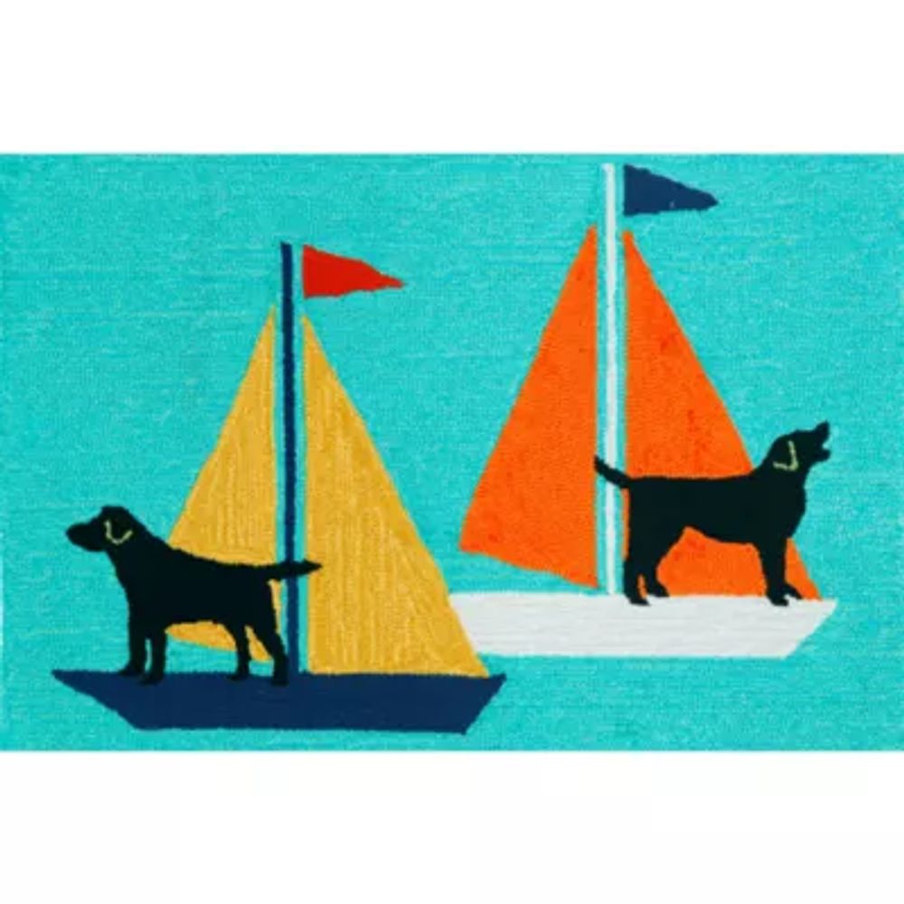 Liora Manne Frontporch Sailing Dog Hand Tufted Rectangular Rugs & Floor Coverings Indoor Outdoor Animal Accent Rugs