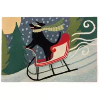 Liora Manne Frontporch Sledding Dog Hand Tufted Rectangular Rugs & Floor Coverings Indoor Outdoor Holiday Accent