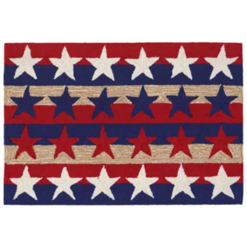 Liora Manne Frontporch Stars And Stripes Hand Tufted Rectangular Rugs & Floor Coverings Indoor Outdoor Accent