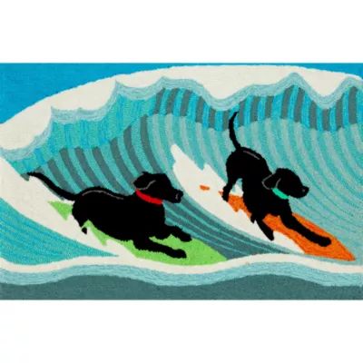 Liora Manne Frontporch Surfing Dogs Animal Hand Tufted Indoor Outdoor Rectangular Accent Rug