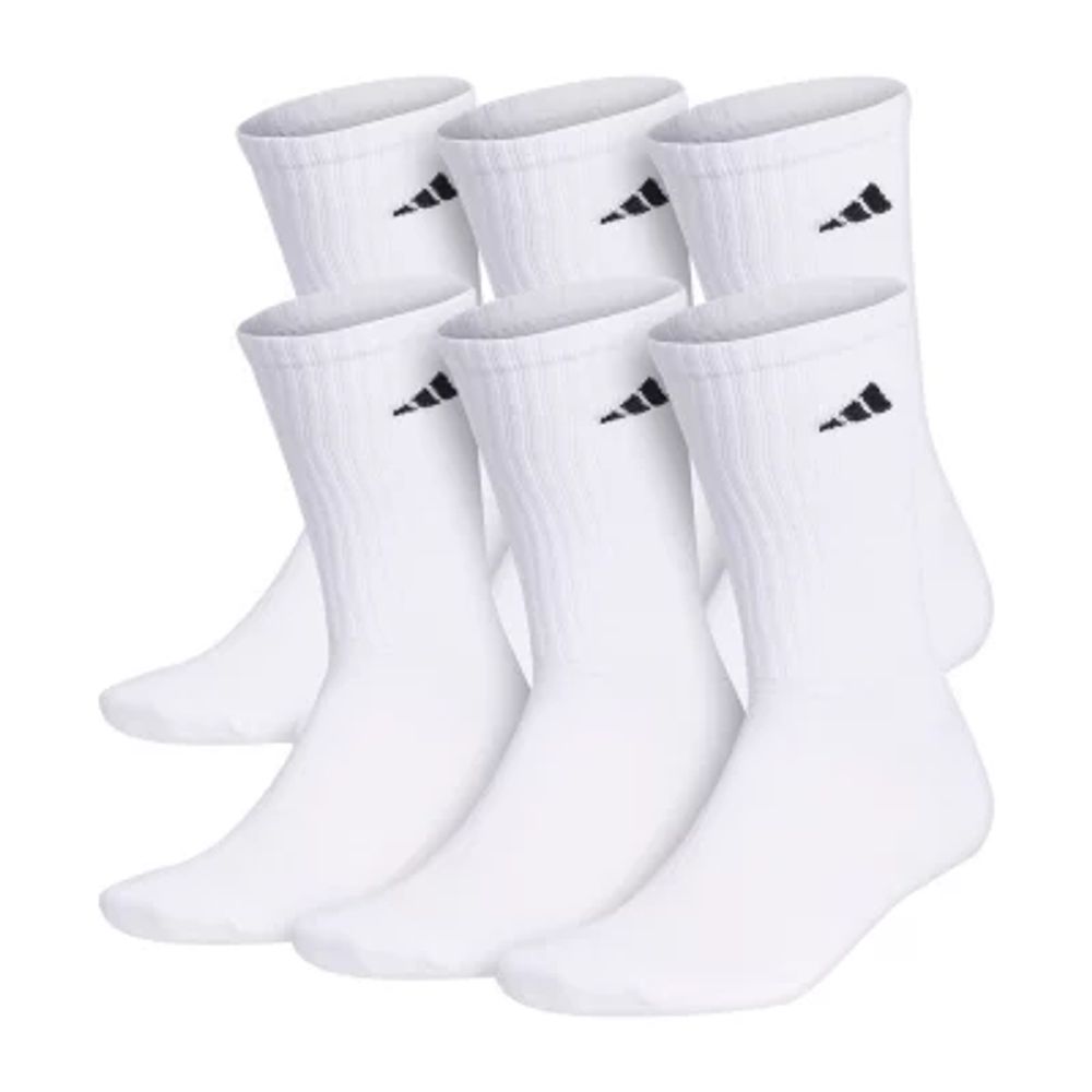 adidas Cushioned 6 Pair Big and Tall Crew Socks Mens