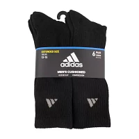 adidas Cushioned 6 Pair Big and Tall Crew Socks Mens