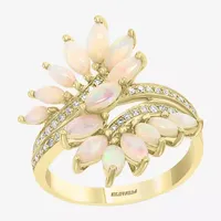 Effy Womens 1/7 CT. T.W. Diamond & Genuine White Opal 14K Gold Cocktail Ring