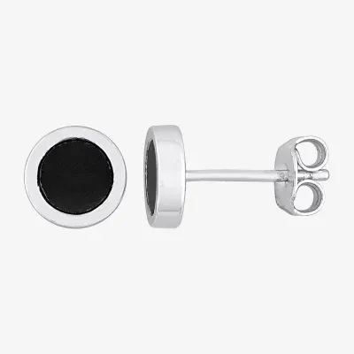 Genuine Black Hematite Sterling Silver 7.3mm Stud Earrings