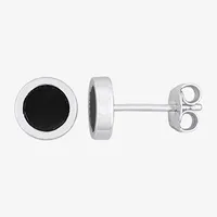 Genuine Black Hematite Sterling Silver 7.3mm Stud Earrings