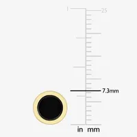 Genuine Black Onyx 18K Gold Over Silver 7.3mm Stud Earrings