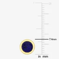 Genuine Blue Lapis 18K Gold Over Silver 7.4mm Stud Earrings