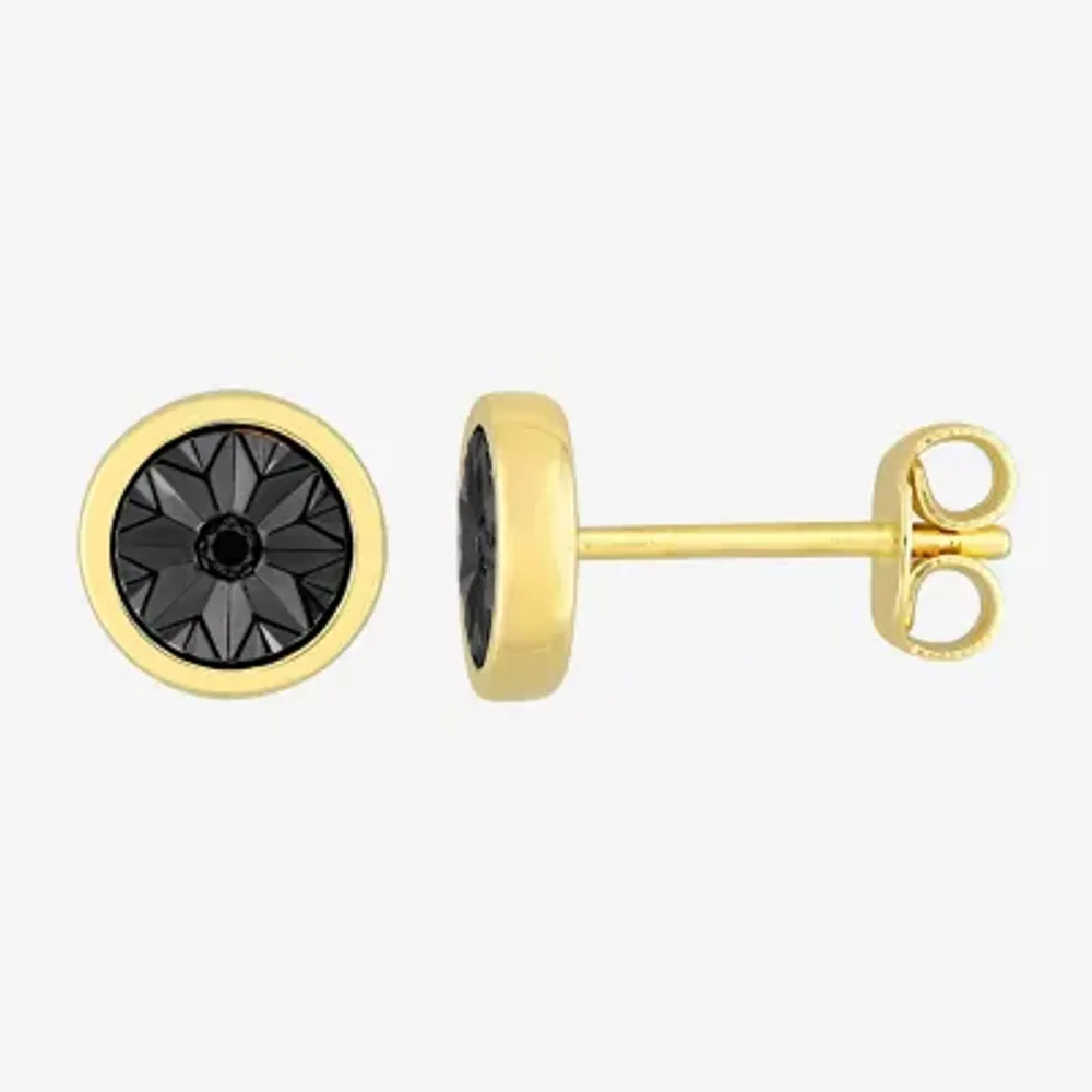 Diamond Accent Natural Black Diamond 18K Gold Over Silver 7.3mm Stud Earrings