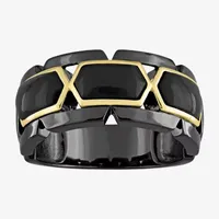 Mens Genuine Black Onyx 18K Gold Over Silver Fashion Ring