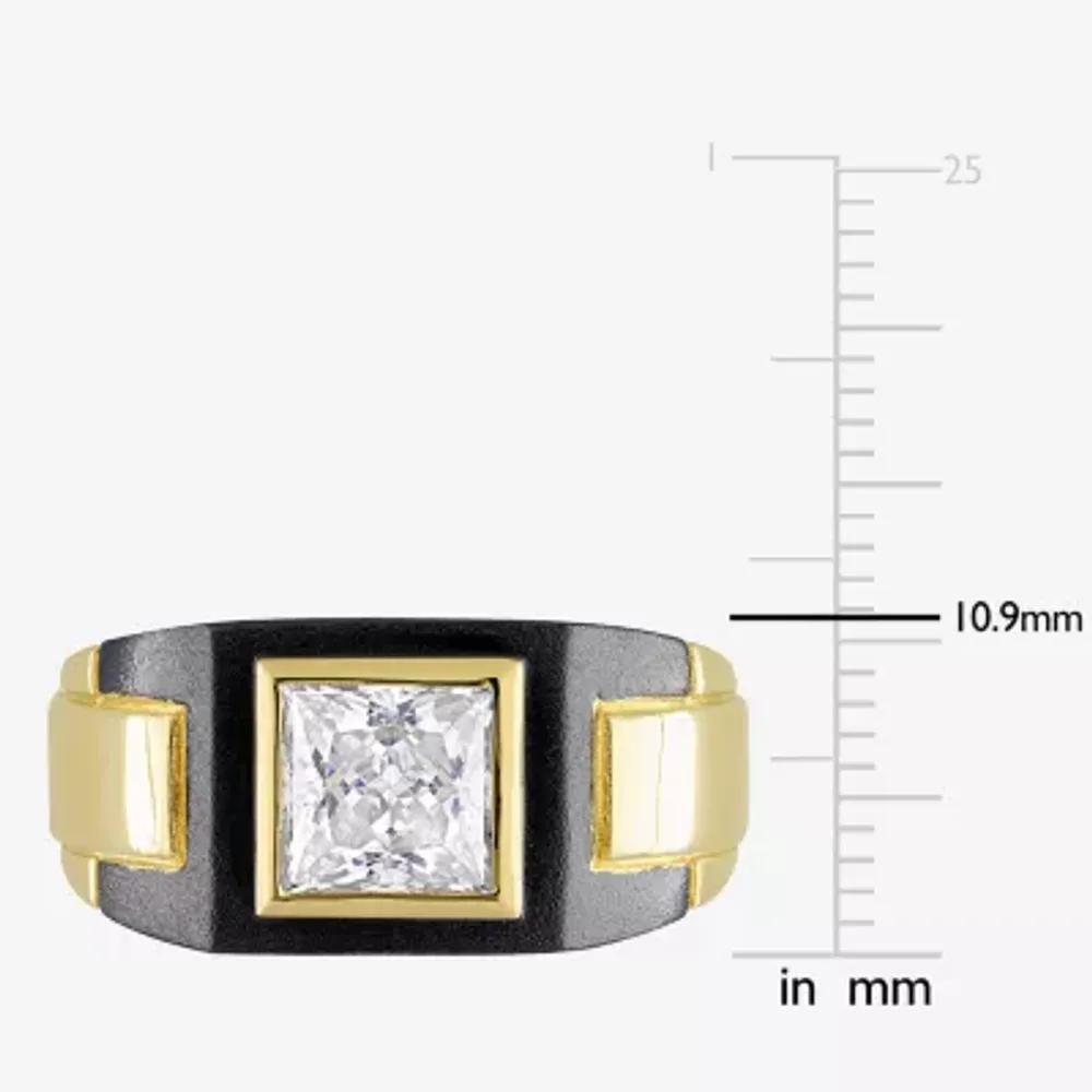 Mens Lab Created White Moissanite 18K Gold Over Silver Fashion Ring