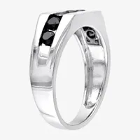 Mens 1 CT. T.W. Natural Black Diamond Sterling Silver Fashion Ring