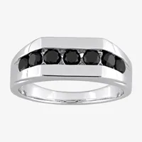 Mens 1 CT. T.W. Natural Black Diamond Sterling Silver Fashion Ring