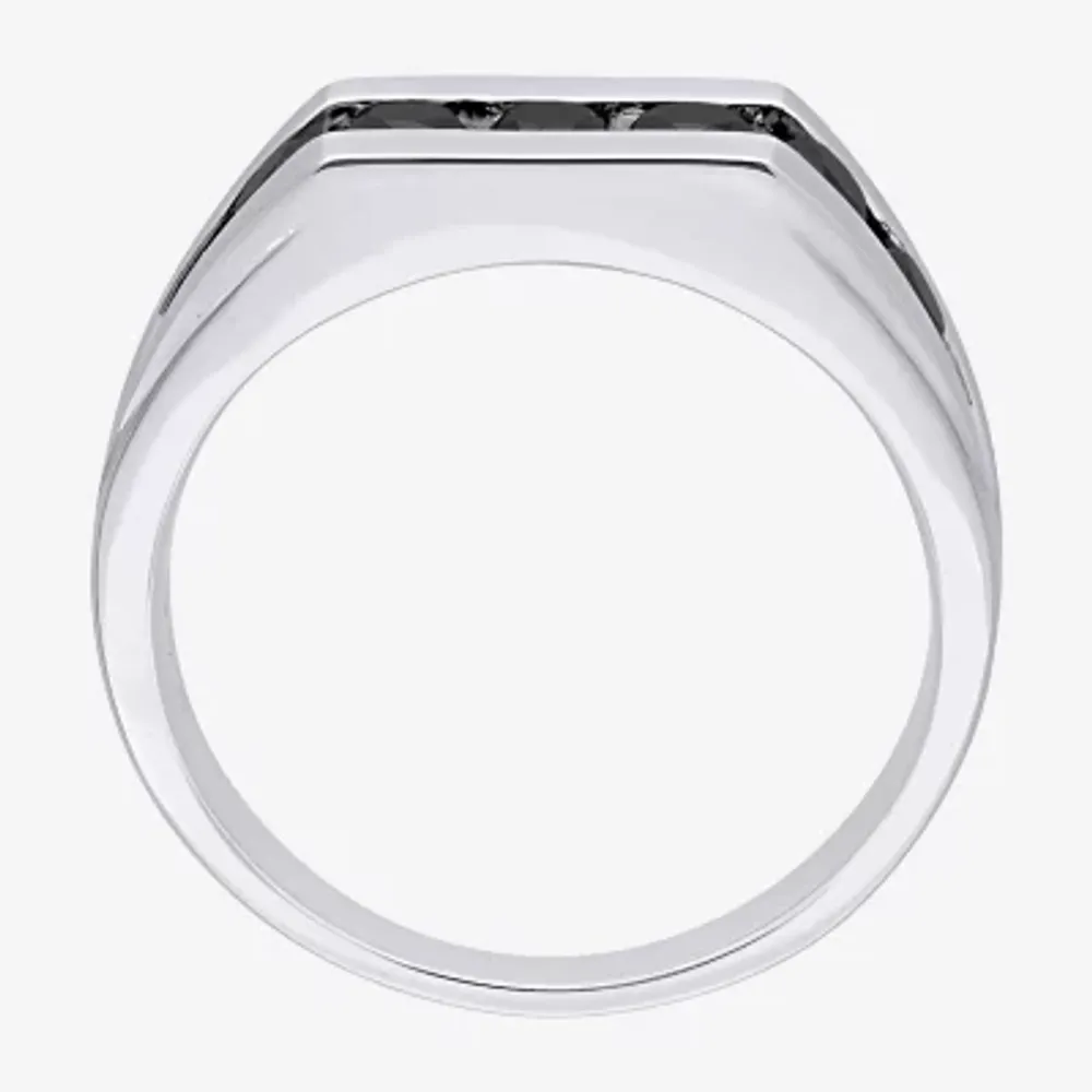 Mens 1 CT. T.W. Mined Black Diamond Sterling Silver Fashion Ring