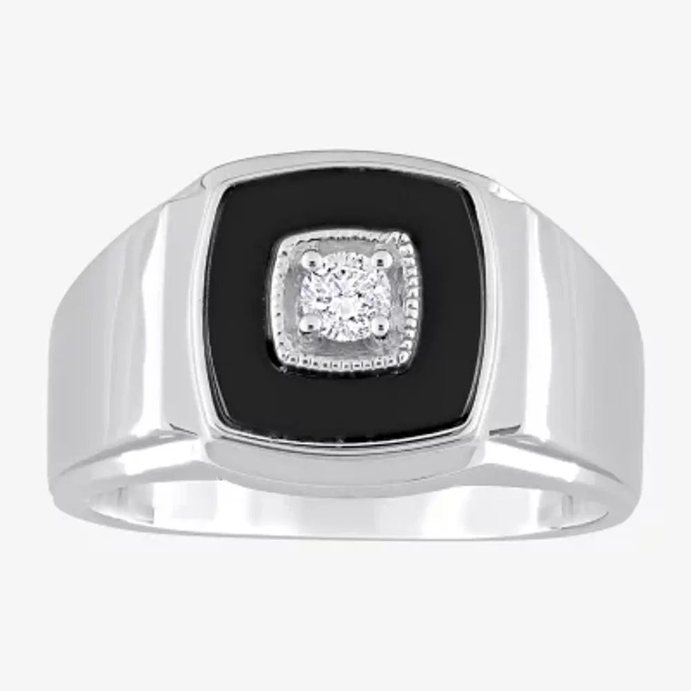 Mens 1/6 CT. T.W. Genuine Black Onyx Sterling Silver Fashion Ring