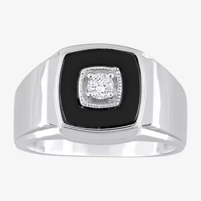 Mens 1/6 CT. T.W. Genuine Black Onyx Sterling Silver Fashion Ring