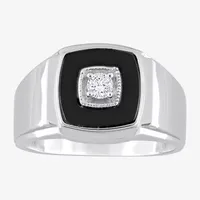 Mens 1/6 CT. T.W. Genuine Black Onyx Sterling Silver Fashion Ring