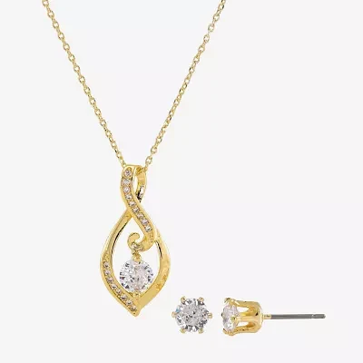 Sparkle Allure 2-pc. Cubic Zirconia 14K Gold Over Brass Round Jewelry Set