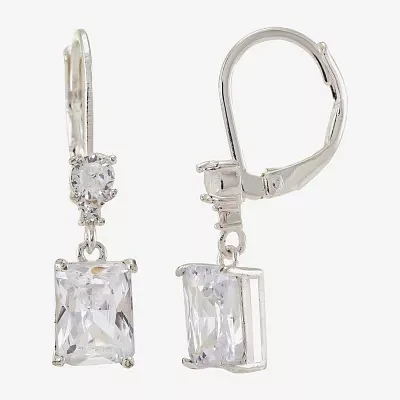 Sparkle Allure Cubic Zirconia Pure Silver Over Brass Drop Earrings